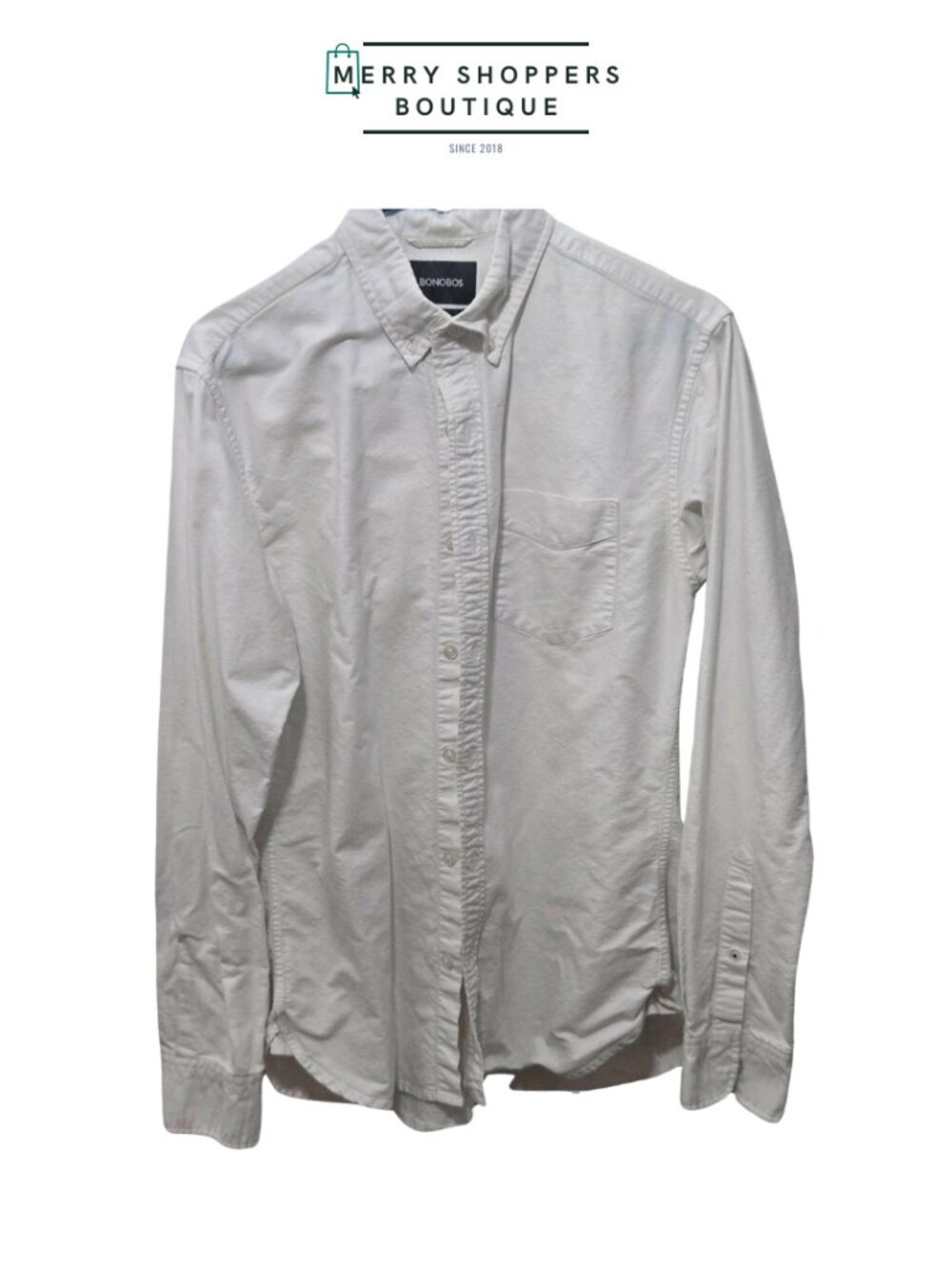 Men’s White Long Sleeve Button Down Shirt